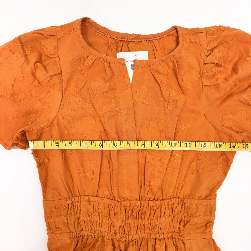 Anthropologie Women's Dress Size XXS | Gold Orange Floral Embroidery - Picture 4 of 6